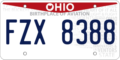 OH license plate FZX8388