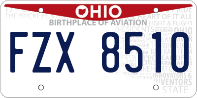 OH license plate FZX8510