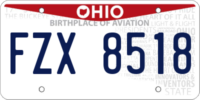 OH license plate FZX8518