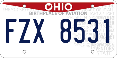 OH license plate FZX8531