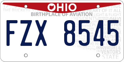 OH license plate FZX8545
