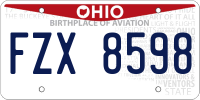 OH license plate FZX8598