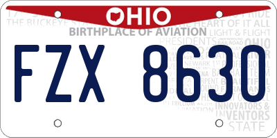 OH license plate FZX8630