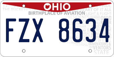 OH license plate FZX8634