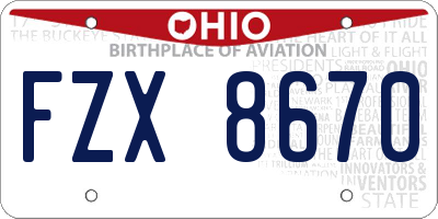 OH license plate FZX8670