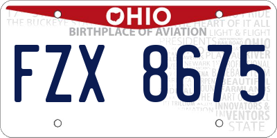 OH license plate FZX8675