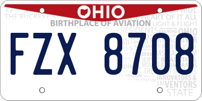 OH license plate FZX8708