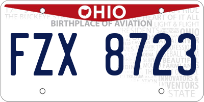OH license plate FZX8723