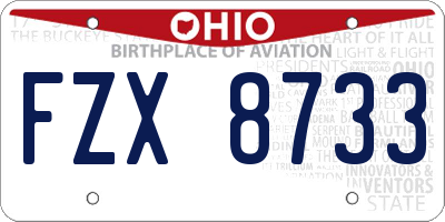 OH license plate FZX8733