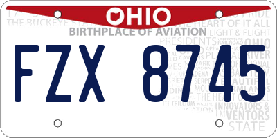 OH license plate FZX8745
