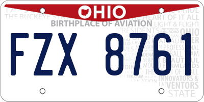 OH license plate FZX8761