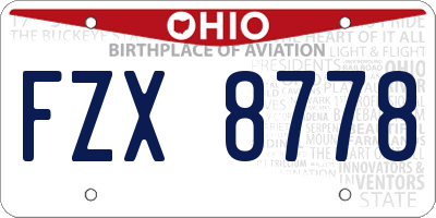 OH license plate FZX8778