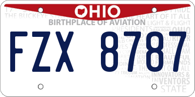 OH license plate FZX8787