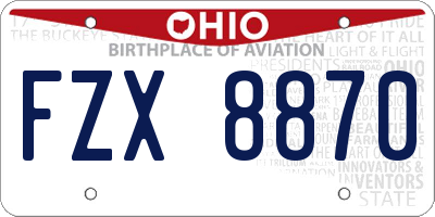 OH license plate FZX8870