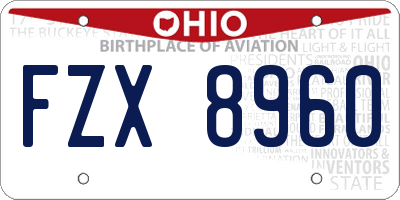 OH license plate FZX8960