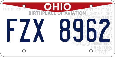 OH license plate FZX8962