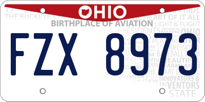 OH license plate FZX8973
