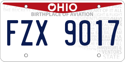 OH license plate FZX9017