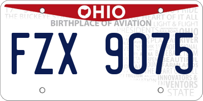 OH license plate FZX9075