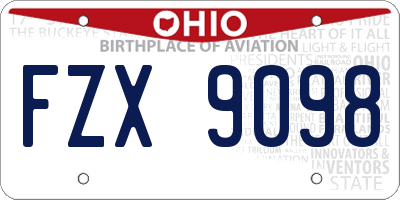 OH license plate FZX9098