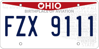 OH license plate FZX9111