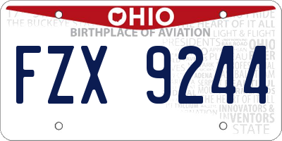 OH license plate FZX9244