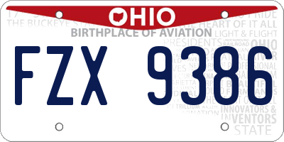 OH license plate FZX9386