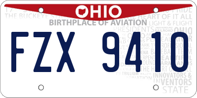 OH license plate FZX9410
