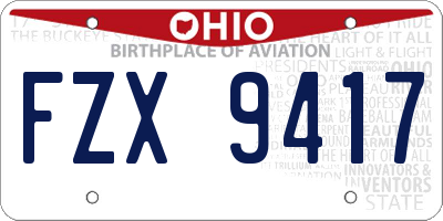 OH license plate FZX9417