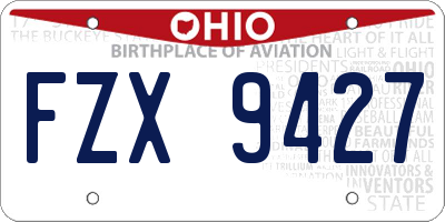 OH license plate FZX9427
