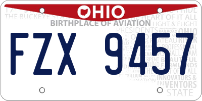 OH license plate FZX9457