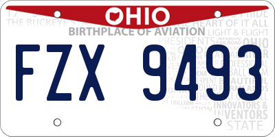 OH license plate FZX9493