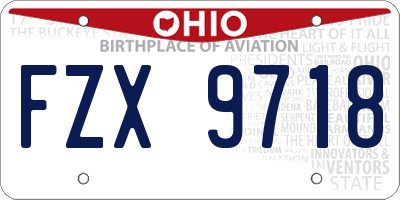 OH license plate FZX9718