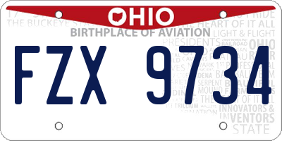 OH license plate FZX9734