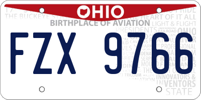 OH license plate FZX9766