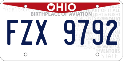 OH license plate FZX9792