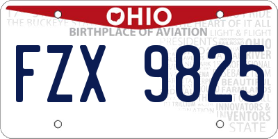OH license plate FZX9825