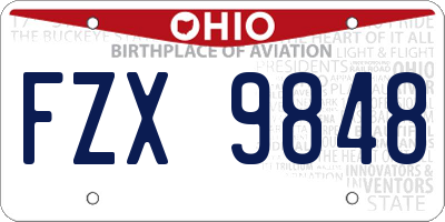 OH license plate FZX9848