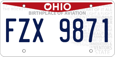 OH license plate FZX9871