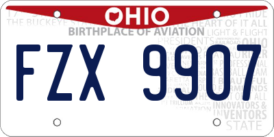 OH license plate FZX9907