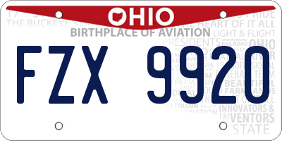 OH license plate FZX9920
