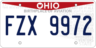 OH license plate FZX9972