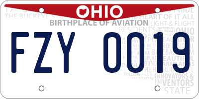 OH license plate FZY0019