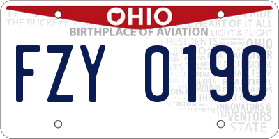 OH license plate FZY0190