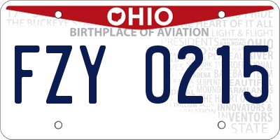 OH license plate FZY0215