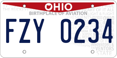 OH license plate FZY0234