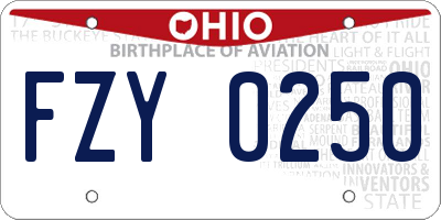 OH license plate FZY0250