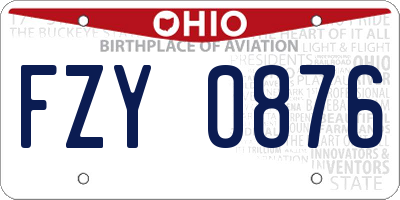 OH license plate FZY0876