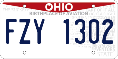 OH license plate FZY1302