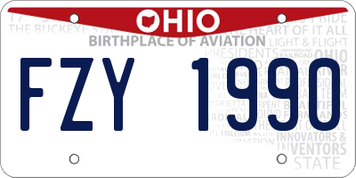 OH license plate FZY1990